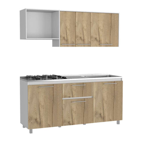 Cocina Atalanta Duna y Blanco 180 cm Derecha con Mesón - Cocinas | Bylmo