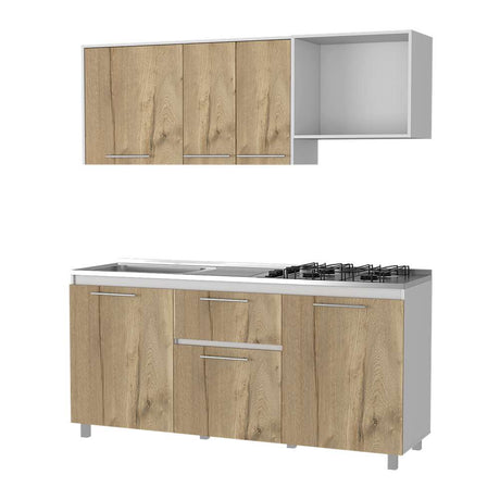 Cocina Atalanta Duna y Blanco 180 cm Izquierda con Mesón - Cocinas | Bylmo