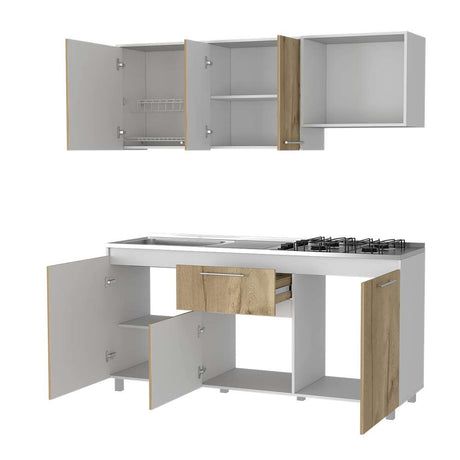 Cocina Atalanta Duna y Blanco 180 cm Izquierda con Mesón - Cocinas | Bylmo