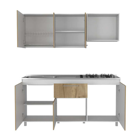 Cocina Atalanta Duna y Blanco 180 cm Izquierda con Mesón - Cocinas | Bylmo