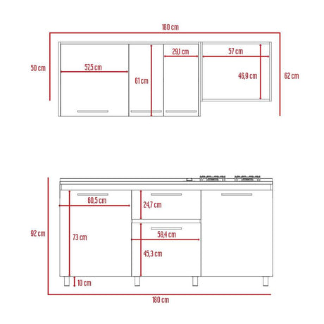 Cocina Atalanta Duna y Blanco 180 cm Izquierda con Mesón - Cocinas | Bylmo