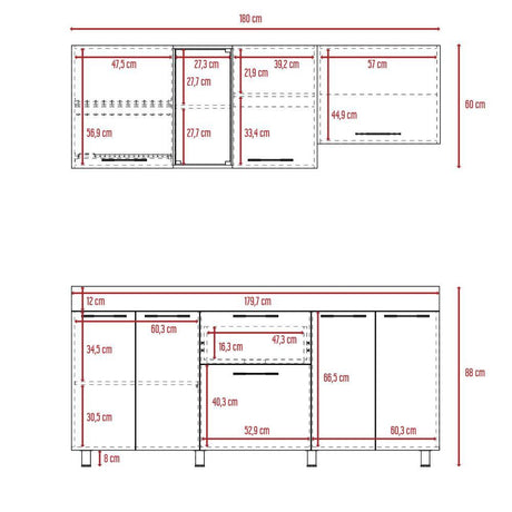 Cocina Galet Duna 180 cm Izquierda con Mesón - Cocinas | Bylmo