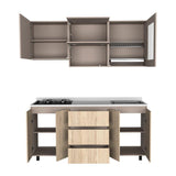 Cocina Kiara Taupe y Duna 180 cm Derecha con Mesón - Cocinas | Bylmo