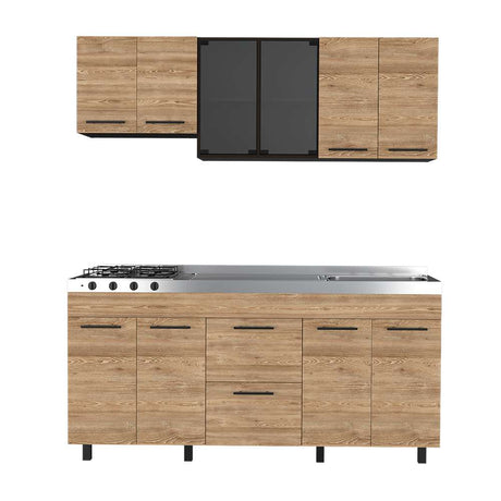 Cocina Luna Miel y Wengue 180 cm Derecha con Mesón - Cocinas | Bylmo