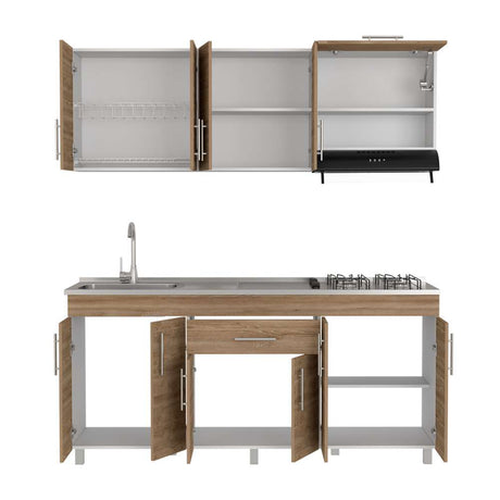 Cocina Mariana Miel y Blanco 180 cm Izquierda con Mesón - Cocinas | Bylmo