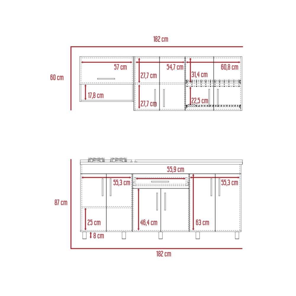Cocina Mariana Wengue 180 cm Derecha con Mesón
