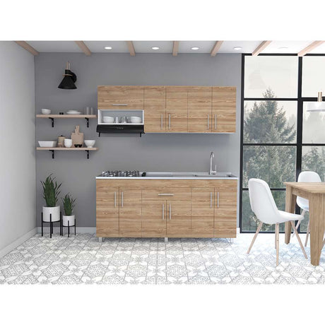 Cocina Mariana Miel y Blanco 180 cm Derecha con Mesón - Cocinas | Bylmo