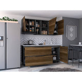 Cocina Next Plomo 180x88cm con Mesón de Madera Lado Derecho y sin Estufa - Cocinas | Bylmo