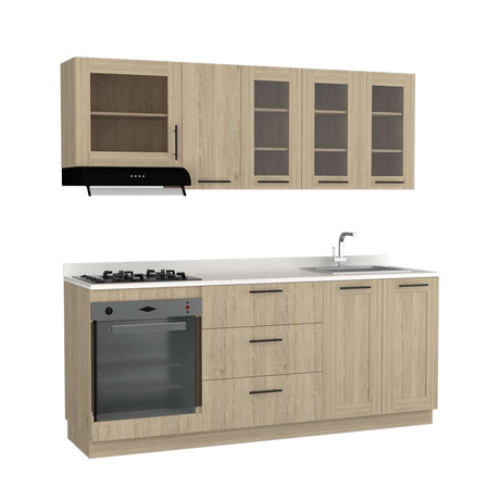 Cocina Solna Rovere 210 cm con Mesón, Campana y Horno - Cocinas | Bylmo