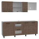 Cocina Abril Blanco y Miel 212x88cm sin Mesón y sin Estufa - Cocinas | Bylmo