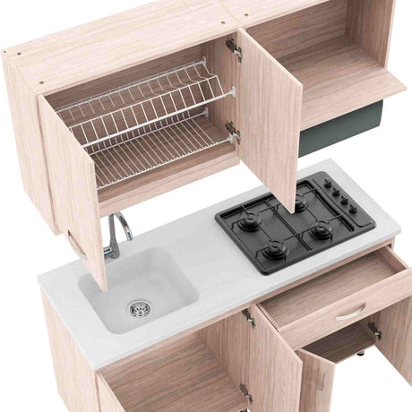 Cocina Ambar Soder y Mali 150 cm Mueble Superior e Inferior con Mesón de Mármol Sintético - Cocinas | Bylmo