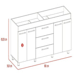 Mueble Inferior Bari Miel y Blanco 180 cm - Cocinas | Bylmo