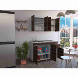 Cocina Bazagli Habano 120 cm Mueble Superior con Locero, Mueble Inferior con Lavaplatos sin Mesón, sin Horno y sin Extractor - Cocinas | Bylmo