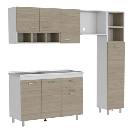 Cocina Lisz Nacar y Blanco 220 cm Izquierda con Mesón - Cocinas | Bylmo