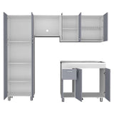 Cocina Ferreti Gris y Blanco 220 cm Derecha con Mesón - Cocinas | Bylmo