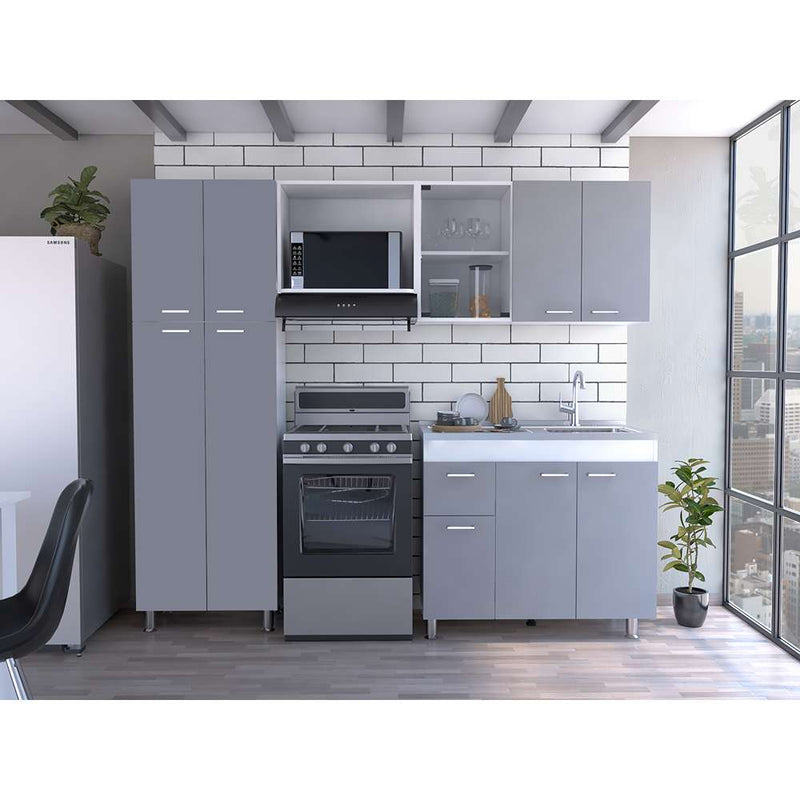 Cocina Completa Ferreti Inclye Meson En Acero Blanco + Miel 78 – 60 X 220 X  50 – 31 – Los muebles mas baratos