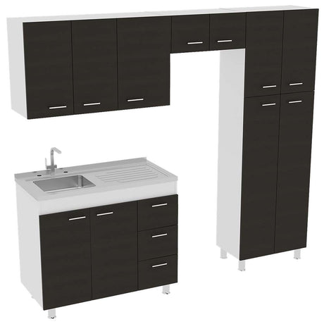 Cocina Ferreti Wengue 220 cm Izquierda con Mesón - Cocinas | Bylmo