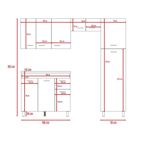 Cocina Volare Coñac 250 cm Izquierda - Cocinas | Bylmo