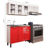 Cocina Integral Colors Rojo y Blanco 165 cm Izquierda con Mesón