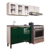 Cocina Integral Colors Verde y Blanco 165 cm Izquierda con Mesón
