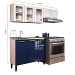 Cocina Integral Colors Blue Navy y Blanco 165 cm Izquierda con Mesón