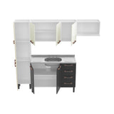 Cocina Integral Origens Grafito y Arena 220 cm con Mesón - Cocinas | Bylmo