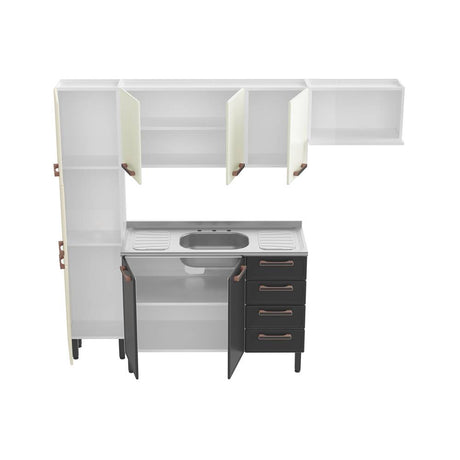 Cocina Integral Origens Grafito y Arena 220 cm con Mesón - Cocinas | Bylmo