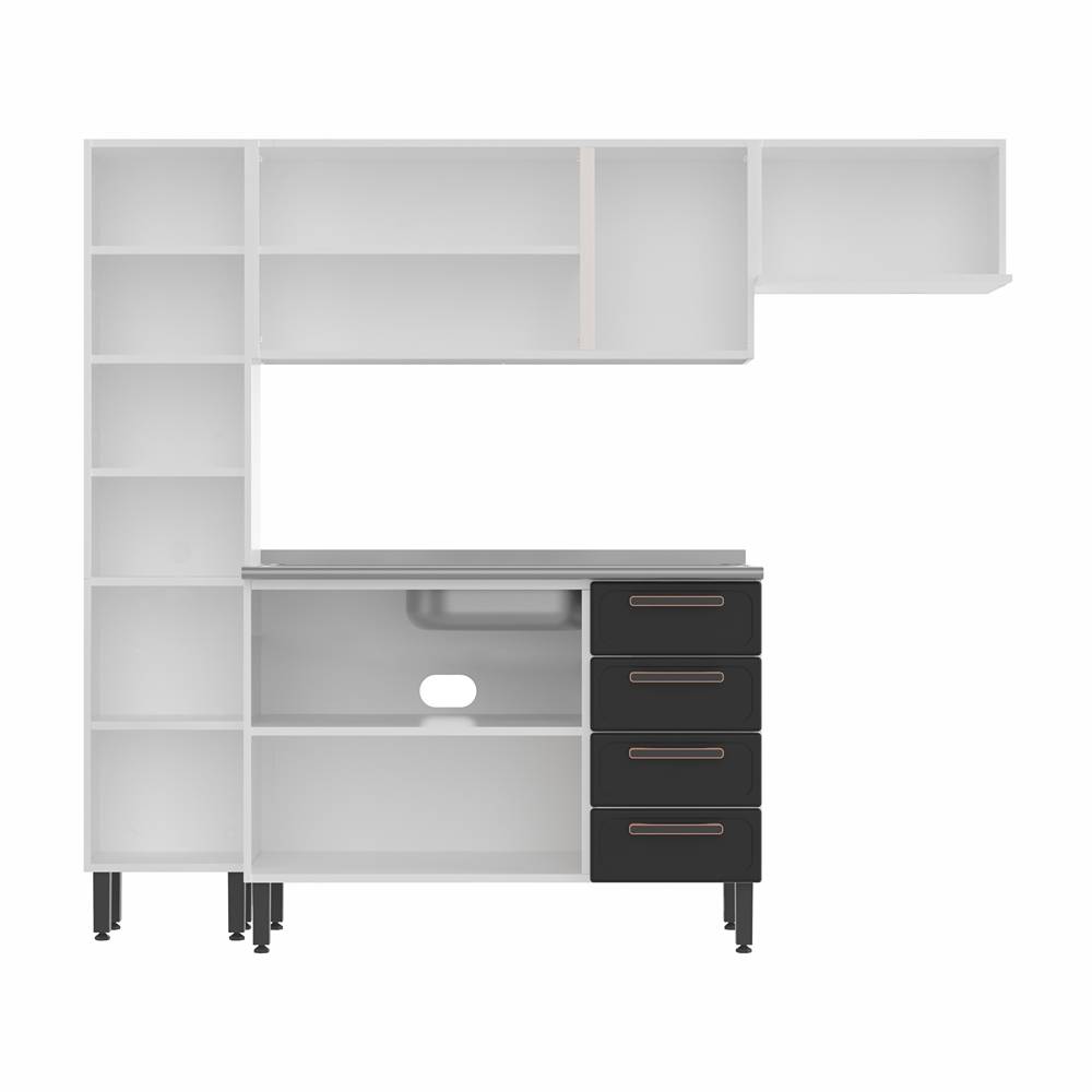 Cocina Integral Origens Grafito y Arena 220 cm con Mesón - Cocinas | Bylmo