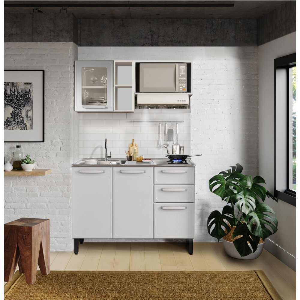 Cocina Integral San Andres Blanco 120 cm Izquierda con Mesón - Cocinas | Bylmo