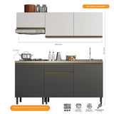Cocina Integral Santiago Grafito y Blanco 180 cm - Cocinas | Bylmo