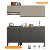 Cocina Integral Santiago Grafito y Pecan 180 cm - Cocinas | Bylmo