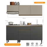 Cocina Integral Santiago Grafito y Pecan 180 cm - Cocinas | Bylmo
