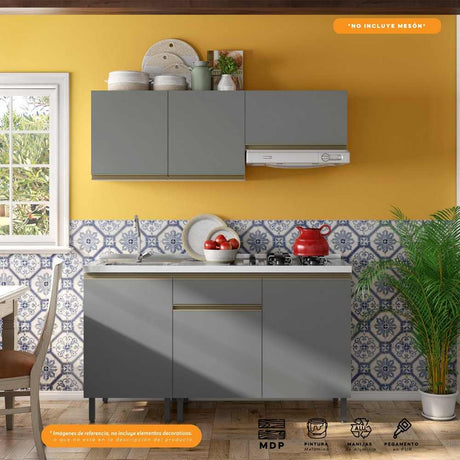 Cocina Integral Santiago Grafito 150 cm - Cocinas | Bylmo