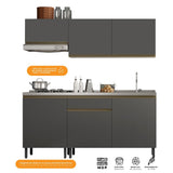 Cocina Integral Santiago Grafito 180 cm Derecha con Mesón - Cocinas | Bylmo