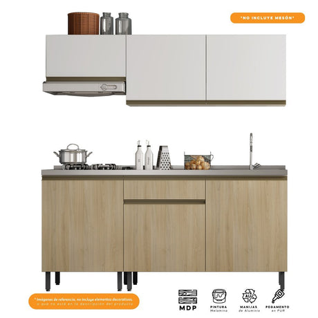 Cocina Integral Santiago Macadamia y Blanco 180 cm - Cocinas | Bylmo