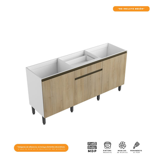 Cocina Integral Santiago Macadamia y Blanco 180 cm