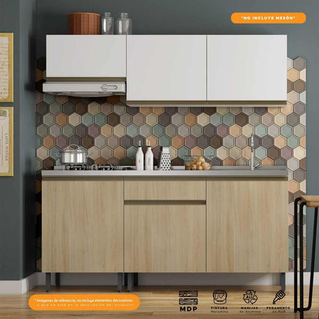 Cocina Integral Santiago Macadamia y Blanco 180 cm - Cocinas | Bylmo