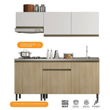 Cocina Integral Santiago Macadamia y Blanco 180 cm Derecha con Mesón - Cocinas | Bylmo