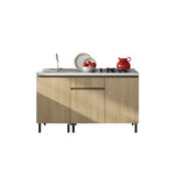 Cocina Integral Santiago Macadamia y Blanco 150 cm Izquierda con Mesón - Cocinas | Bylmo