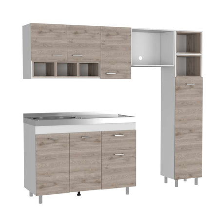 Cocina Lisz Ceniza 220 cm Izquierda con Mesón - Cocinas | Bylmo