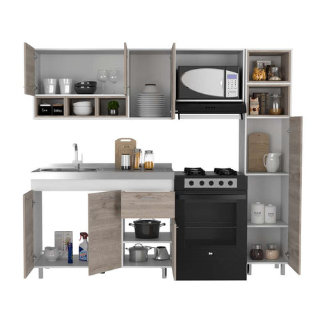 Cocina Lisz Ceniza 220 cm Izquierda con Mesón - Cocinas | Bylmo