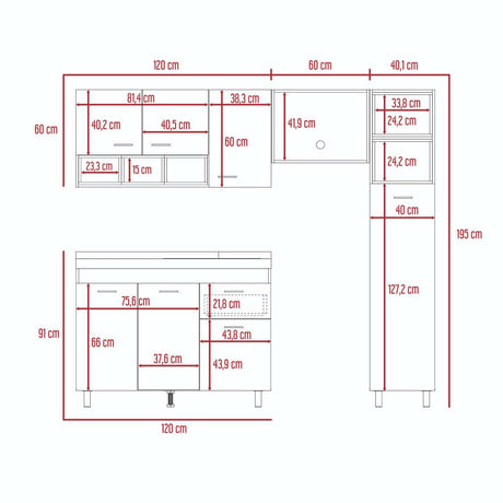 Cocina Lisz Ceniza 220 cm Izquierda con Mesón - Cocinas | Bylmo