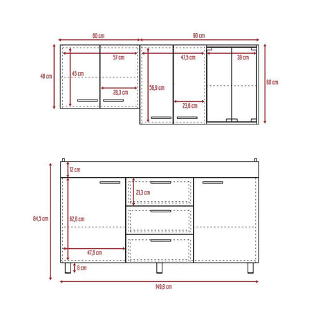 Cocina Lumina Amareto 150 cm Derecha con Mesón - Cocinas | Bylmo