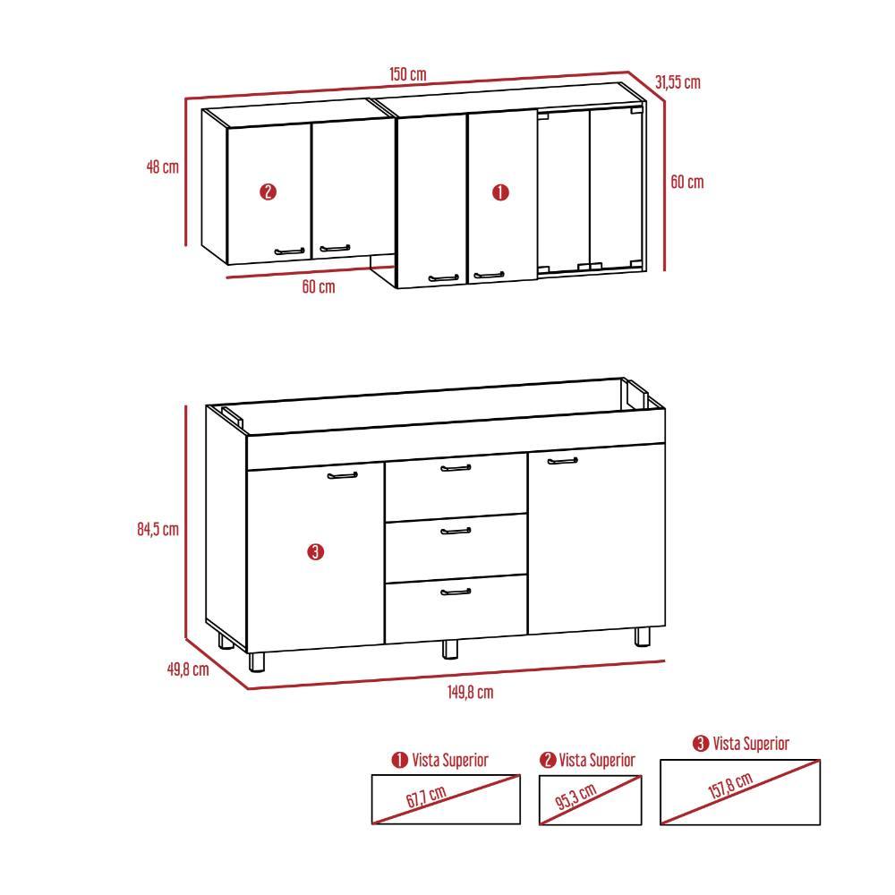 Cocina Lumina Amareto 150 cm Derecha con Mesón - Cocinas | Bylmo
