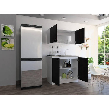 Cocina Nápoles Roble Gris 100 cm Derecha con Mesón - Cocinas | Bylmo