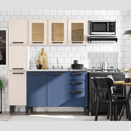 Cocina Integral Origens Blue Navy 220 cm con Mesón - Cocinas | Bylmo