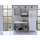 Cocina Rossi Castaño y Blanco 120 cm Derecha con Mesón - Cocinas | Bylmo