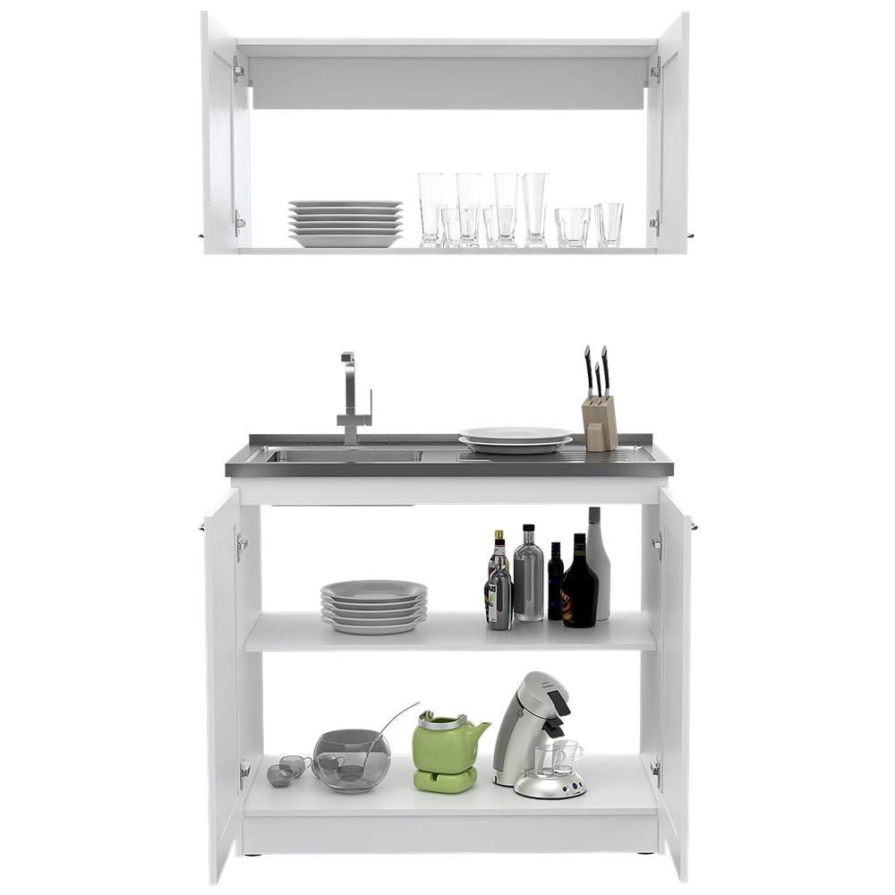 Cocina Zurich Blanco 100 cm con Mesón - Cocinas | Bylmo