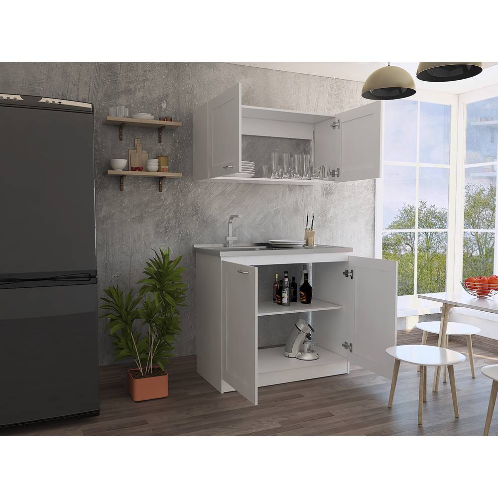 Cocina Zurich Blanco 100 cm con Mesón - Cocinas | Bylmo