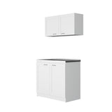 Cocina Zurich Blanco 100 cm con Mesón de Acero y Cuatro Puertas Abatibles - Combos Cocina | Bylmo